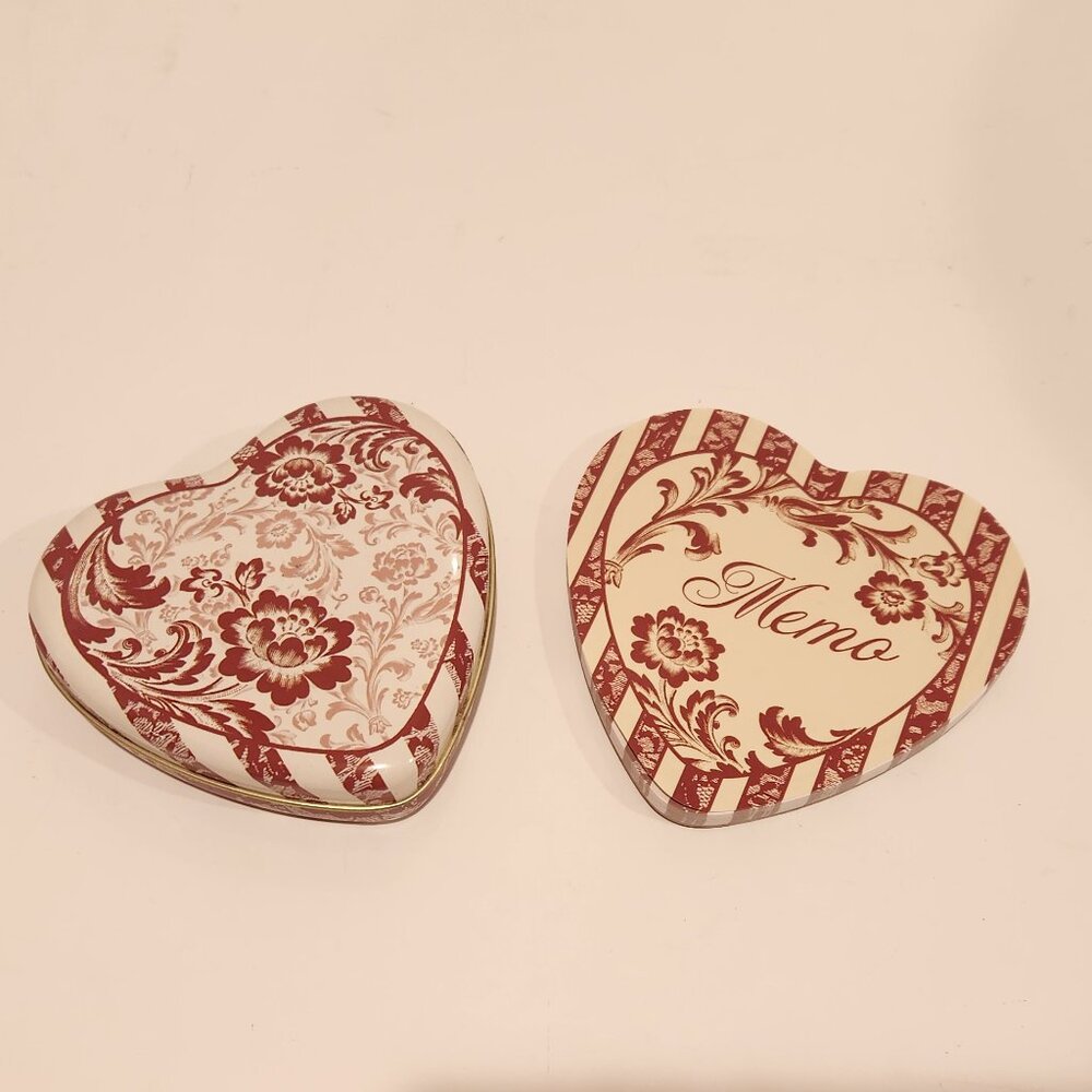 Small Heart-Shaped Memo Pad & Small Heart-Shaped Storage Tin